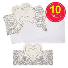 Baker Ross FX954 Hearts Colour In Cards - Pack of 10, Valentines Craft Kits for Kids