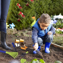 Delex Pull along Kids Wagon Wheelbarrow and Gardening, Beach and Tools Play Set With Water Pail and Spray Includes 10 Accessories and 4 Plant Pots