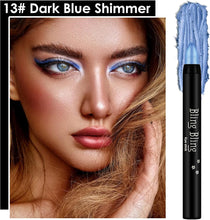 Eyeshadow Pen, Crayon Waterproof Eyeshadow Stick, Shimmer Cream Eye Shadow Pencil, Lasting Waterproof Dark Blue Eyeliner Pencil Create Glitter Eye Makeup (13)