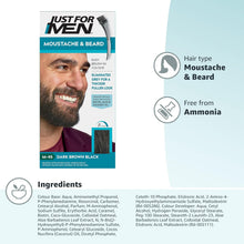 Just For Men Moustache & Beard M45 - Dark Brown Black Dye, Eliminates Grey For a Thicker & Fuller Look With An Applicator Brush Included  M45