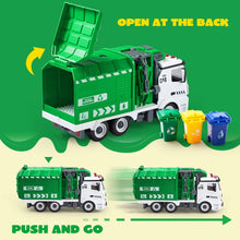 JOYIN Jumbo Take Apart Friction Powered Side-Dump Recycling Garbage Truck Toy with Light and Sounds, 3 Trash Cans, Screwdriver Toys, for DIY Assembly