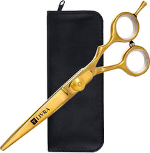 LIVRA Hairdressing Scissors - Professional 6" Stainless Steel Gold Shears for Men Women Salon and Barber - Adjustable Screw for Hair Cutting and Beard Trimming - Home Use Scissor with Leather Case