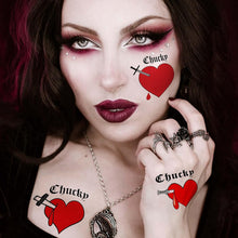 COKTAK 36 PCS Bride of Chucky Tattoo Heart For Women Men Kids Adults, Halloween Zombie Chucky Makeup Kit, Tiffany Costume Chucky Heart Temporary Tattoos Stickers, Bride of Chucky Halloween Costume