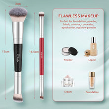 Foundation Brush Start Makers 2 pcs Dual-ended 2-in-1 Kabuki Makeup Brushes For Buffing, Blending, Sculpting, Highlight, Contouring.