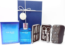 Luxury Gift Set For Men - Ice Blue 100ml EDT For Men & Manicure Grooming Travel Tool Kit - Gift Set For Him