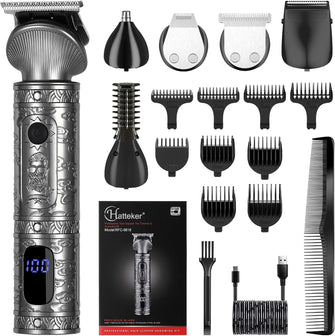 Hatteker Beard Trimmer Kit for Men Professional Hair Clipper T-Blade Trimmer Beard Hair Shaver, Hair Cuttint Kit Body Grooming Kit Cordless 6 in 1