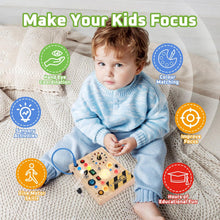Konijiwa Toddler Toys Montessori Busy Board Toys for 1 2 3 Year old Boys Girls Wooden ToyS with With 10 Switches and 23 LED Lights Switch toy Sensory Learning Toys 1 2 Year old Baby Girls Boys Gifts