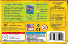 CRAYOLA Washable Glitter Paint - Assorted Colours (Pack of 6)  Add Some Extra Sparkle to Your Arts & Crafts!  Ideal for Kids Aged 3+