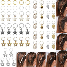 50 Pcs Hair Jewelry Rings Alloy Hair Accessories,Shell Charms Hair Rings and Cuffs Decorations Twisted Braid Hair Rings Braids Accessories Pendants (Gold and Silver)