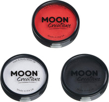 Moon Creations Pro Face & Body Makeup  Bright Red, White, Black Set  36g  Professional Colour Paint Cake Pots for Face Painting  Face Paint For Kids, Adults, Fancy Dress, Festivals, Halloween