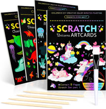 Hovetne 4 Pack Scratch Art for Kids, Magic Rainbow Scratch Art Book Doodle Drawing Papers for Children, Foil Art Handmade Arts and Crafts Educational Toys for 4 5 6 7 8 9 10 Years Old
