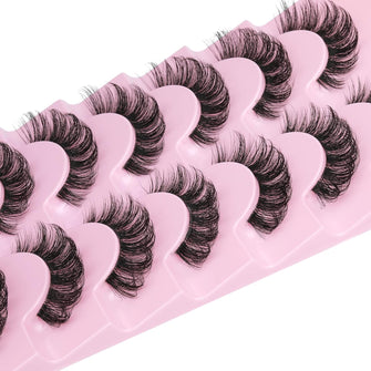 Lashes Natural Look Curly Eye Lashes Strip That Look Like Extensions 16MM Clear Band Fluffy D Curl 3D Short Volume Cat Fake Eyelashes Pack 7 Pairs By Goddvenus