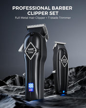 GLAKER Professional Hair Clippers Men + T-Blade Trimmer Kit - Cordless Hair Cutting Kits with 15 Premium Guards, Complete Barber Kit with Large LED Display & Storage Bag for Mens Grooming (Black)