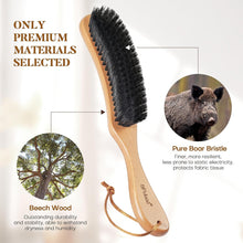 BFWood Clothes Brush - Boar Bristle Lint Brush for Suits, Cashmere, Wool, Velvet, Suede - Large Beech Handle