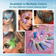 MULAFEE Body Glitter, 50ML Face Glitter Gel, Mermaid Sequins Makeup Glitter Face Paint, Chunky Sparkling Glitter for Eye Lip Hair Nails