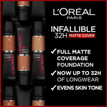 L'Oreal Paris Cover Liquid Foundation, With 4% Niacinamide, Long Lasting, Natural Finish, Available in 20 Shades, SPF 25, Infallible 32H Matte Cover, Shade 110, 30ml