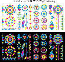 HOWAF 20 Sheet Neon Temporary Tattoos, Neon Tattoos Glow In The Dark Tattoos UV Tattoos Neon Waterproof Tattoo Stickers Fake Tattoos Glow In The Dark Tattoos for Kids Adults Women Girls Face Body Art