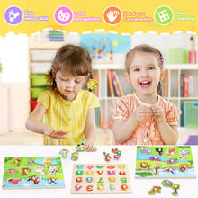 lenbest 3 Piecce Wooden Jigsaw Puzzles for Kids - Toys for 2 3 Year Old Boys Girls - Montessori Toys for 1 Year Old - Educational Toys for Toddlers - Learning Toys