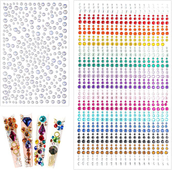 1250pcs Face Stickers, Face Jewels Stickers Self-Adhesive Face Diamonds Rhinestones, for Makeup Nail Gems for Face Eye Belly Arm Body Nail Decoration Party Dress up Make up, Halloween, Christmas