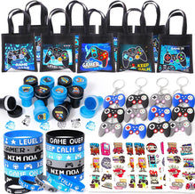 Gaming Party Bag Fillers Video Game Party Favours Black Party Bags Keychain Luminous Tattoo Sticker Silicone Bracelet Stamps Gamer Birthday Party Supplies Pinata Goodie Bag Fillers for Kids Boys