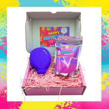 Happy Birthday Pink Bath Fizzer Gift Box Bath Dust and Balloon Bathbomb Present Gift Set Children Kids Boys Girls Fizz Bday Idea