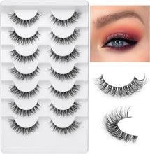 JIMIRE False Eyelashes Clear Band Small Faux Mink Lashes Natural Look Cat Eye 13MM Short Fluffy 3D Light Volume Eyelash Pack 7 Pairs