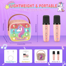 Dislocati Unicorn Gifts for Girls,Kids Microphone Girls Birthday Presents Girls Toys Age 3-12 Year Old Girls Gifts Wireless Bluetooth Speaker Karaoke Machine 2 Microphones for Kids Karaoke Microphones