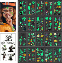 20 Sheets Halloween Temporary Tattoos for Kids, Waterproof Glow in The Dark Childrens Pumpkin Bats Witch Monster Tattoo Stickers for Girls Boys Halloween Party Favors Supplies