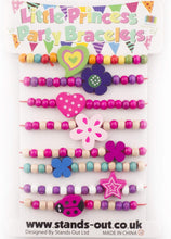 Little Princess Party Jewellery 8 Wooden Beaded Friendship Bracelets for Girls - Party Bag Fillers for Kids Party - Christmas Birthday Party Favours