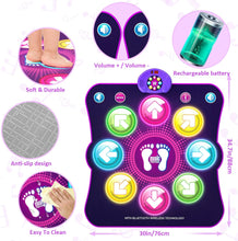 Dance Mat Toys for Girls, Light Up Dance Pad Gifts for 3 4 5 6 7 8 9 10+ Year Old Kids, Music Dance Play Mat with 8 Arrows & Wireless Bluetooth, Rechargeable Battery, Christmas Birthday Gifts