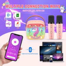 Dislocati Unicorn Gifts for Girls,Kids Microphone Girls Birthday Presents Girls Toys Age 3-12 Year Old Girls Gifts Wireless Bluetooth Speaker Karaoke Machine 2 Microphones for Kids Karaoke Microphones