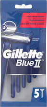 Gillette BlueII Men's Disposable Razors x 5, 2-Blades Razor, Fixed Head