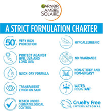 Garnier Ambre Solaire SPF 50+ Sun Protection Serum Face & Body, Non-Sticky, Non-Greasy Fluid Texture, No White Cast, Sensitive Advanced, 125 ml