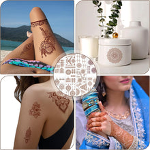 10 Sheets Temporary Tattoo Brown Red 3D Mandala Flower Tattoos Kit Indian Lace Stickers For Hand Arm Neck Body Art Waterproof Stencils for Women Girls Wedding Party Festivel Eid Al-Fitr Supplies