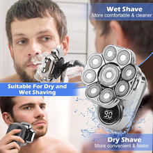 Head Shavers for Men, Upgrade 9d Bald Head Shaver, 6 in 1 Electric Head Shaver, IPX7 Waterproof Wet Dry Cordless Rotary Shaver with Led Display, Mens Grooming Kits, Beard Clippers, Nose Trimmer