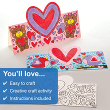 Baker Ross FX954 Hearts Colour In Cards - Pack of 10, Valentines Craft Kits for Kids