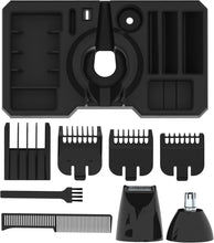 GroomEase by Wahl Rechargeable Multigroomer, Cordless Men Grooming Tool, Beard and Body Trimmer, Three Interchangeable Heads, Four Attachment Combs, Ideal for Gym and Travel