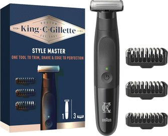 King C. Gillette Style Master, Beard Trimmer, Stubble Trimmer & Electric Shaver with One 4D Blade, Includes 3 Comb Attachments