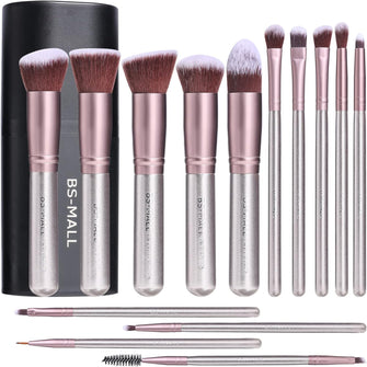 BS-MALL (Tm) Makeup Brushes Premium 14 Pcs Synthetic Foundation Powder Concealers Eye Shadows Silver Black Makeup Brush Sets (Ypurple)