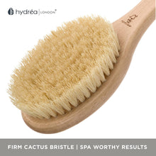 Hydrea London Dry Body Brush  Long Handled Exfoliating Dry Skin Brush with Vegan Cactus Bristle, Dry Brush Cellulite Remover, Exfoliating Body Scrubber, Helps Improve Lymphatic Drainage - FSC Certified Beechwood.