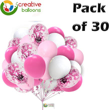 Hot Pink and White Balloons Pack of 30PCS 10Inch White Balloons with Metallic Pink Confetti Helium Latex Balloons Hot Pink White Balloons for Girls Theme Birthday Baby Showers Wedding Decorations