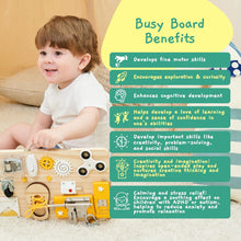 Jumble Dream Wooden Busy Board for Toddlers - Montessori Sensory Activity Board - Educational & Fidget Board with Locks, Spinners & More - Travel Toy for Autism & ADHD - Baby Busy Board for Ages 1-4