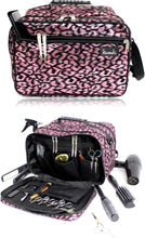 Kassaki Pro Hairdressing Bag Barber Tool Carry Bag Hair Equipment Salon Storage Travel Bag Pink Leopard