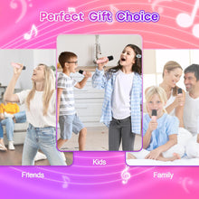 Gontence Karaoke Machine 2 Microphones, Gift Toys for Kids Age 3-12 Year Old, Mini Karaoke Machines for Girls with LED Party Lights, Magical Voice, Gift Card, Birthday Gifts for Kids 3-15 Year Old