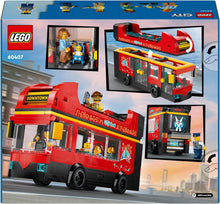 LEGO City Red Double-Decker Sightseeing Bus Toy, Red Vehicle for 7 Plus Year Old Boys & Girls, Creative Set with 5 Minifigures Including a Baby and Buggy, Birthday Gift Idea 60407