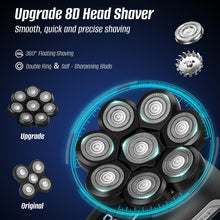 Head Shaver for Bald Men, zerotop 5-in-1 Electric 8D Bald Head Shaver Cordless USB Rechargeable Bald Head Razor IPX6 Waterproof Wet  Dry Rotary Shaver Grooming Kit with Beard Clippers Nose Trimmer