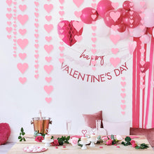 4PCS Heart Garland, Valentines Day Decorations Paper Hearts Streamers Hanging Hearts Decorations for Valentines Galentines Day Birthday Bridal Shower Wedding Engagement Anniversary Decor (Pink)