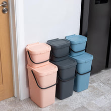 Addis 519226 Kitchen Recycling & General Storage bin 18 litres Stackable Food Waste Organiser Caddy with Clip lock lid & carrying Handle, Eco from Recycled Plastic Light Grey