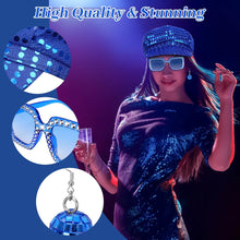 Dreamtop 3Pcs 70s Sequin Hat Abba Hat Abba accessories Women Disco Accessories with Sequins Hat Sunglasses Earrings Disco Costume Set for Women Theme Party Birthday Dance