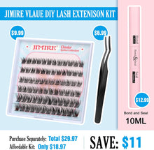 Lash Clusters Eyelash Extension Kit with Bond Seal Tweezers Individual Lashes Kit 10-12-14MM Mixed Length D Curl Wispy 72Pcs Clusters Lashes Extension Natural Look DIY at Home by JIMIRE